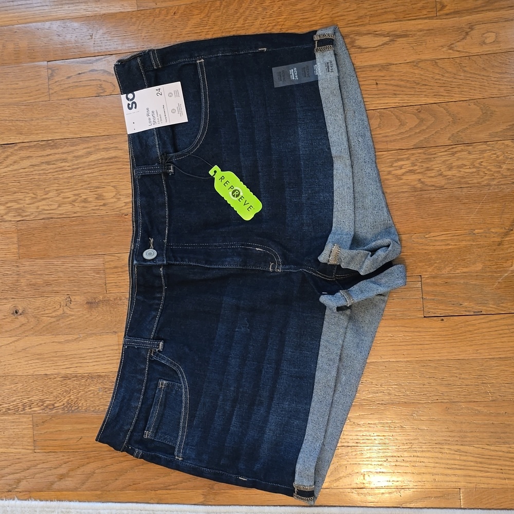 SO BRAND WOMENS JUNIOR PLUS  SIZE BLUE JEAN SHORTIE SHORTS SIZE 24/42W